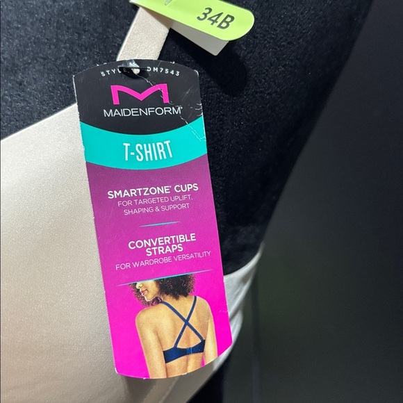 Maidenform T-shirt bralette, smart zone underwire cups, convertible, straps - Picture 2 of 6